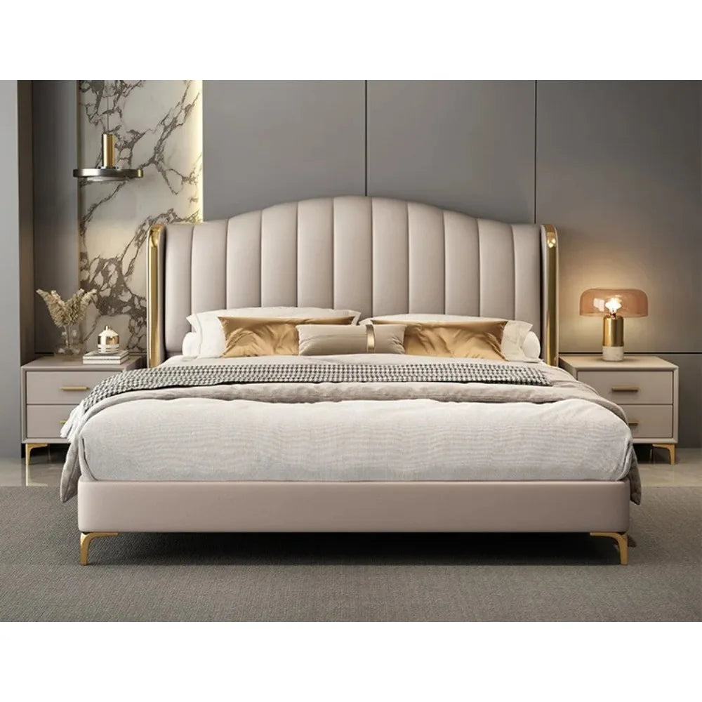 king Size Bed Up-holstered Home Queen Cama Matrimonial Modernas Bedroom Furniture Lit Complet Letto Luxury Bed Frame Wooden Bett