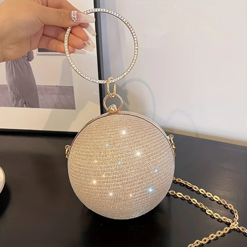 Internet Celebrity Popular Disco Bag Shiny Bracelet Ball Banquet Bag Dinner Bag Socialite Party Bag Trendyy Hand Bag Chain Crossbody Bag for Women