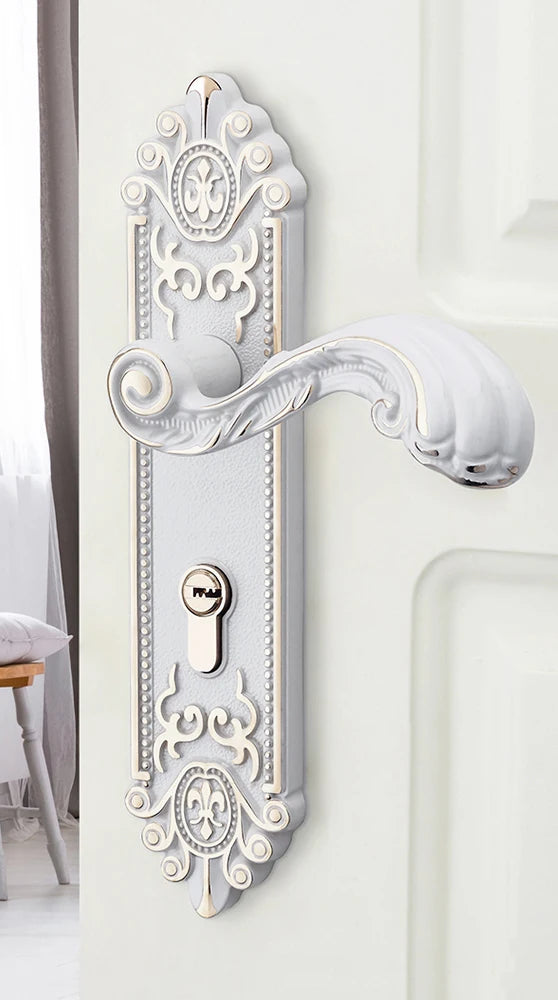 KA European Style Gold Door Locks with Keys Door Handle Ivory White Security Entrance Door Lock Mute Anti-theft Door Hardware