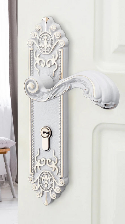 KA European Style Gold Door Locks with Keys Door Handle Ivory White Security Entrance Door Lock Mute Anti-theft Door Hardware
