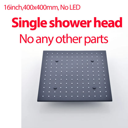 Luxury 16/20 Inch 400/500mm Rainfall Mist Spray LED Shower Head Set Constant Temperature Valve Mixer With Side Massage Jets