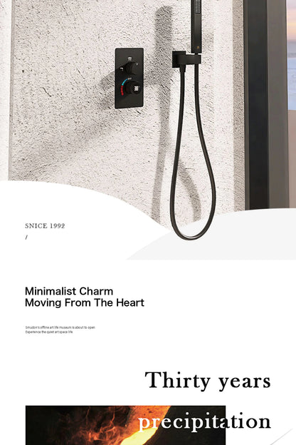 Luxury black shower system with wall mounted design LED digital display for dual control of hot &amp; cold Simple bathroom Tap