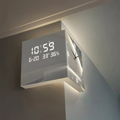 New Living Room Corner Clock Perpetual Calendar Electronic Wall Clock Modern Simple Double-sided Clocks Creative Corner Watch