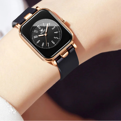 OLEVS square watch simple trendy silicone tape quartz watch women&