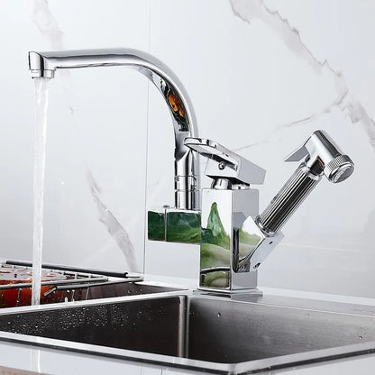 kitchen Sink Faucet Black Deck Mounted Flexible Pull Out Mixer Tap Hot Cold Kitchen Faucet Spring Spout Chrome Silver Faucet
