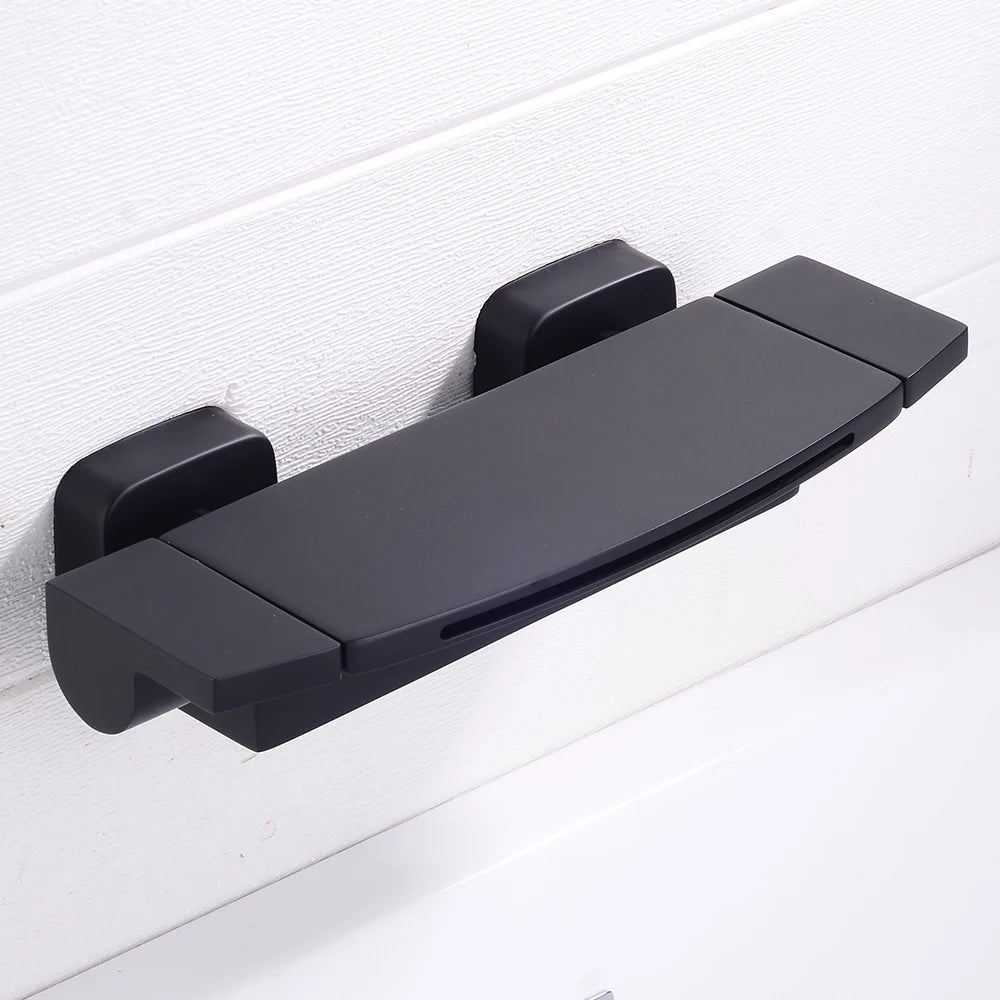 Black Bathroom Waterfall Tub Faucet Deck Mount Dual Handle Brass Bathtub Shower Faucet Mixer Tub Tap