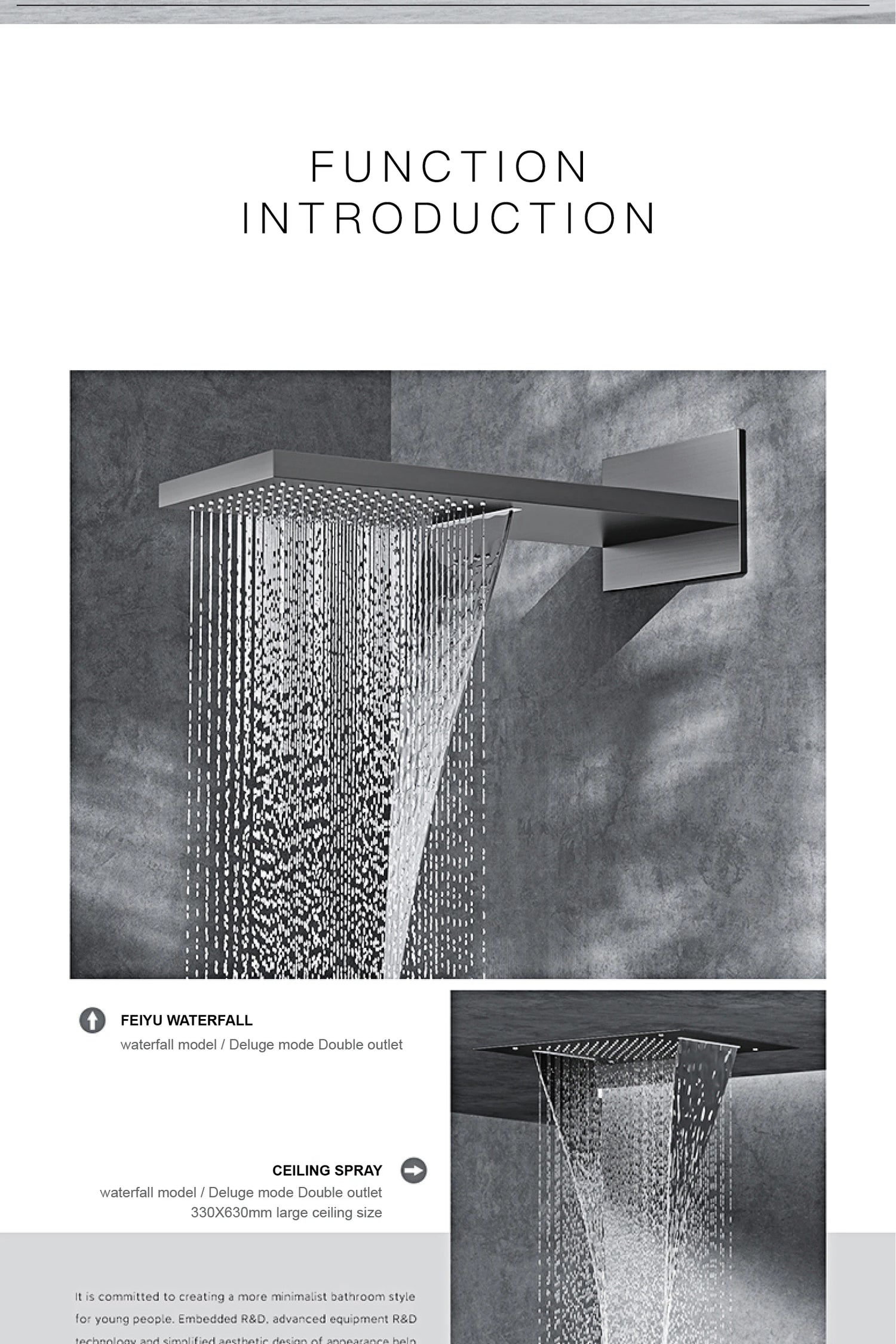Luxury  black brass shower system wall-mounted LED digital display design Cold &amp; hot dual-control 4-function ceiling shower Tap