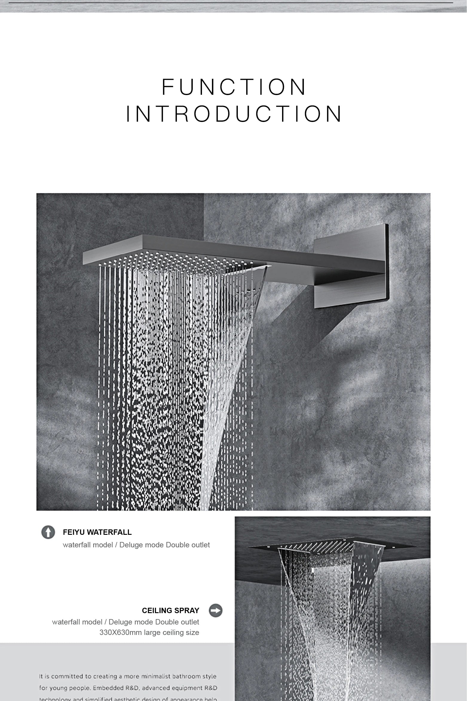 Luxury  black brass shower system wall-mounted LED digital display design Cold &amp; hot dual-control 4-function ceiling shower Tap