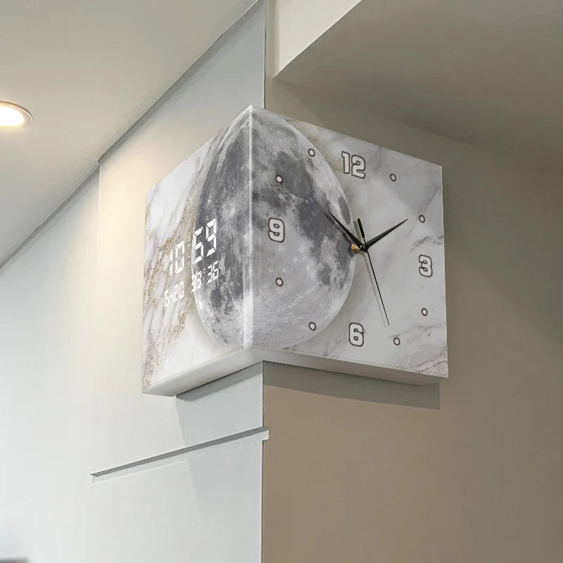 New Living Room Corner Clock Perpetual Calendar Electronic Wall Clock Modern Simple Double-sided Clocks Creative Corner Watch
