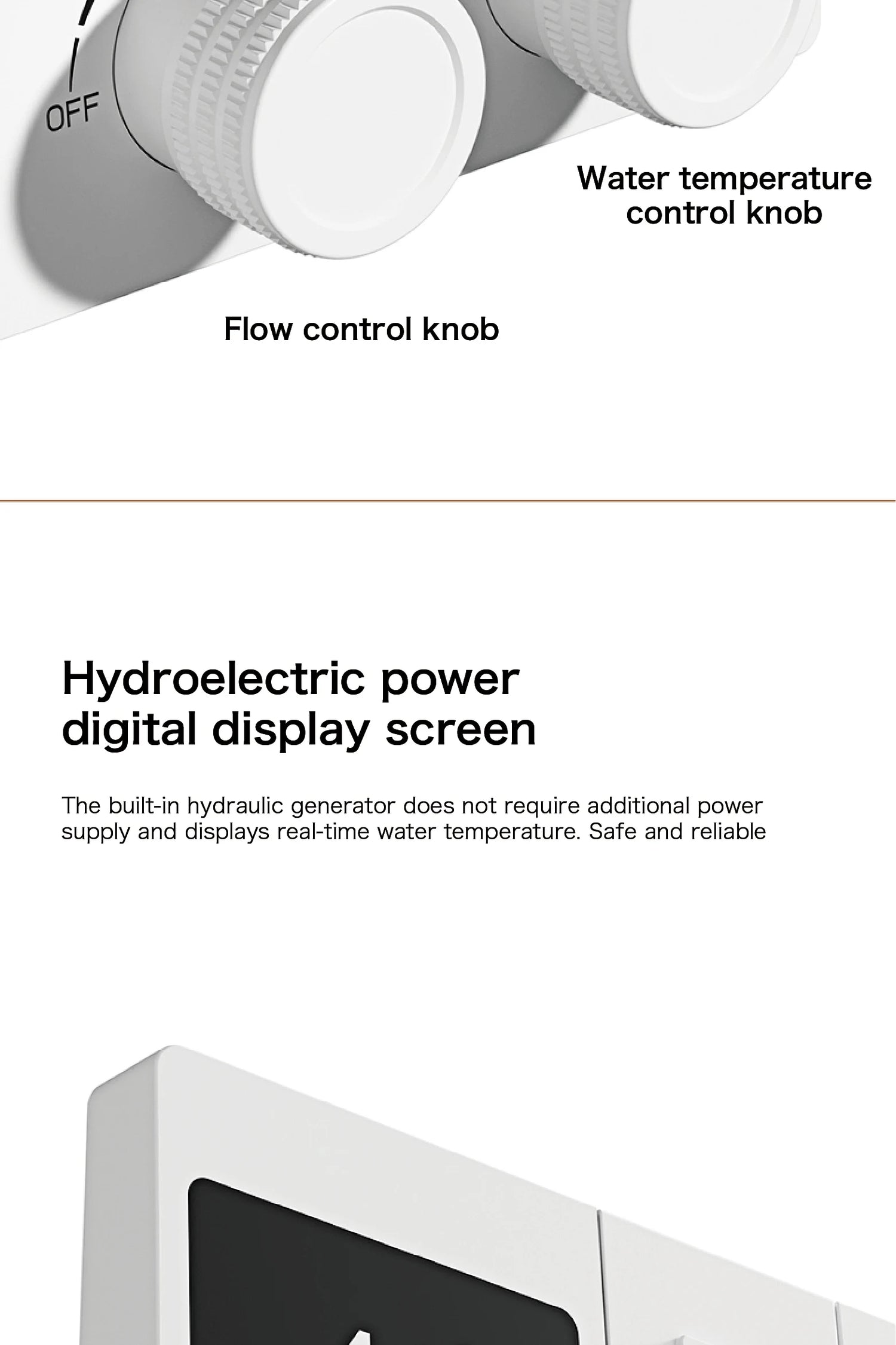 Intelligent digital display luxury white brass shower system with hidden design Dual control of hot &amp; cold Wall mounted faucet