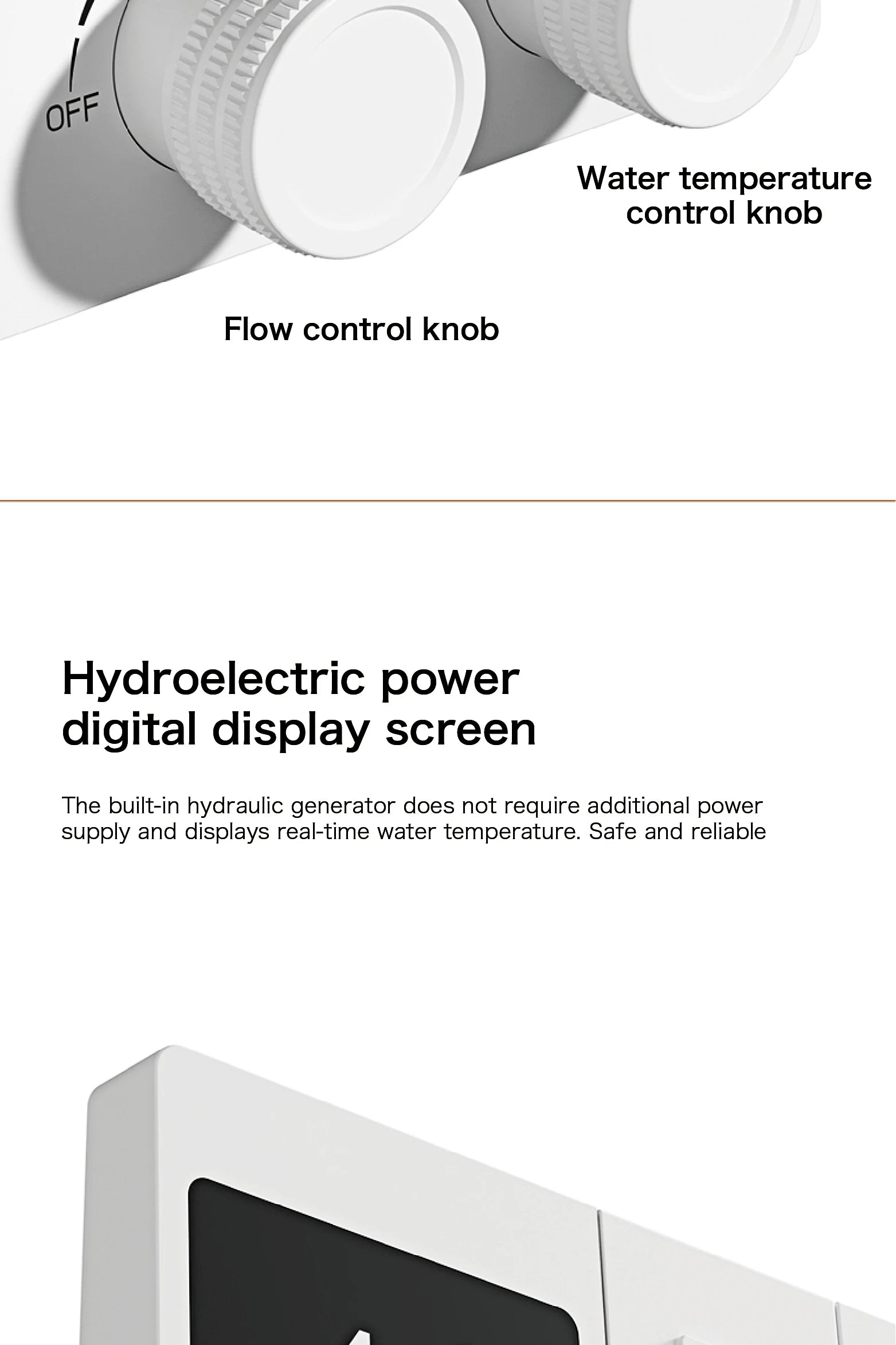 Intelligent digital display luxury white brass shower system with hidden design Dual control of hot &amp; cold Wall mounted faucet