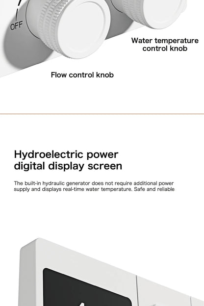 Intelligent digital display luxury white brass shower system with hidden design Dual control of hot &amp; cold Wall mounted faucet