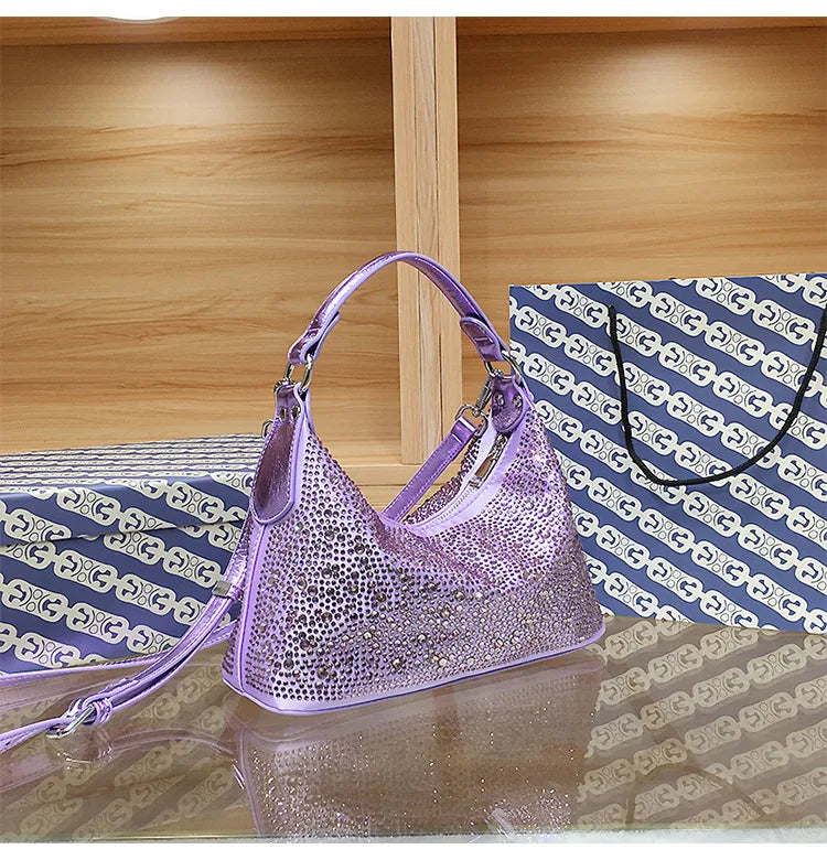 Women Shiny Evening Handbag Female delicate rhinestone shoulder bag dinner fashion luxury large capacity Tote bag gift for girls