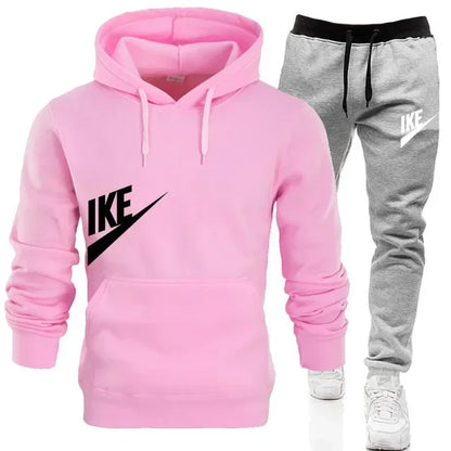 New hooded sports hoodie + 2 sets of sweatpants, fashion printed autumn and winter men&