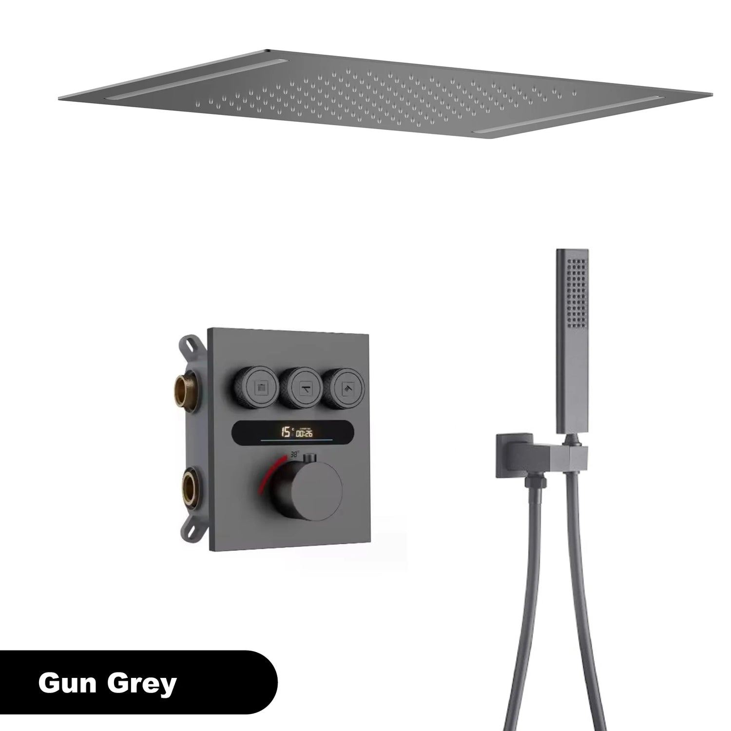 Luxury  gold LED digital display constant temperature shower system with hot&amp;cold water ceiling embedded bath Mixer