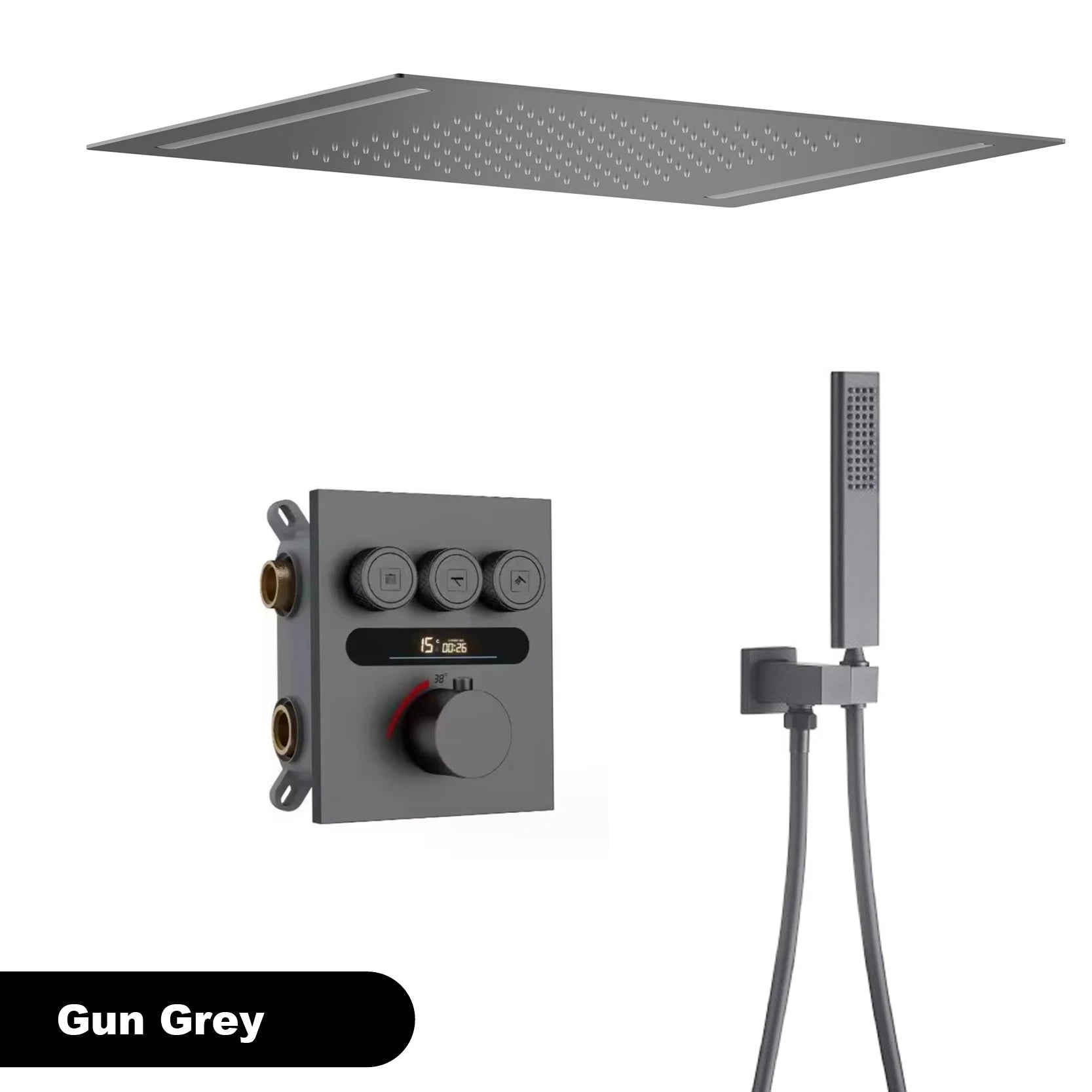 Luxury  gold LED digital display constant temperature shower system with hot&amp;cold water ceiling embedded bath Mixer