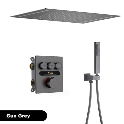 Luxury  gold LED digital display constant temperature shower system with hot&amp;cold water ceiling embedded bath Mixer