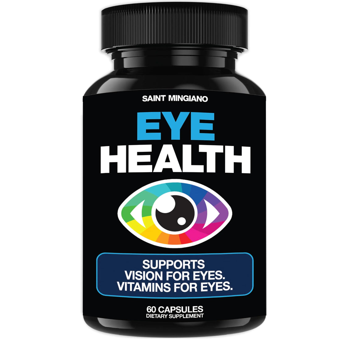 Eye Health &amp; Vision Vitamins Supplement 60 Capsules - Supports Eye Strain Dry Eyes and Vision Health - Supports Vision Ocular and Macular Health Aids Blue Light Strain - 14 Active Ingredients.