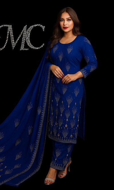 Luxury Blue Rhinestone Chiffo Fabric ? Wedding Drapes or Dressmaking ? 60" Wide,