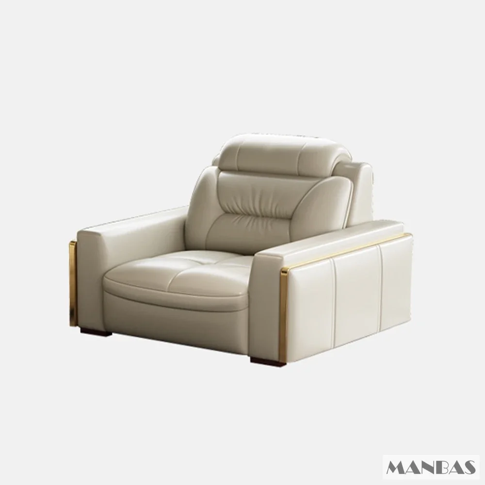 Italian Leather Sectional Sofa with USB &amp; Bluetooth Speaker for Living Room