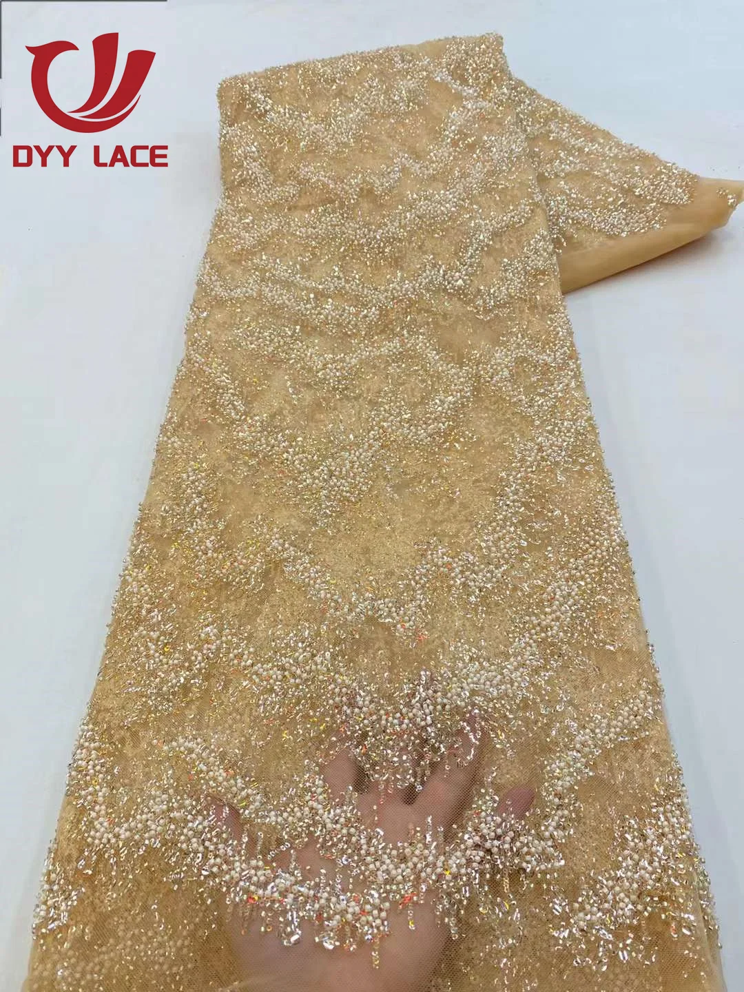 High-Quality 2023 African Lace Fabric with Sequins for Bridal and Events - 5 Yar