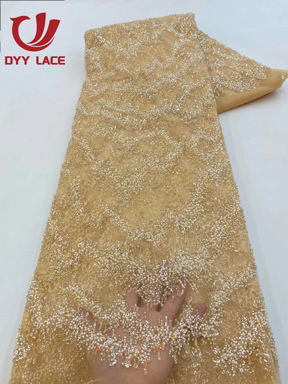 High-Quality 2023 African Lace Fabric with Sequins for Bridal and Events - 5 Yar