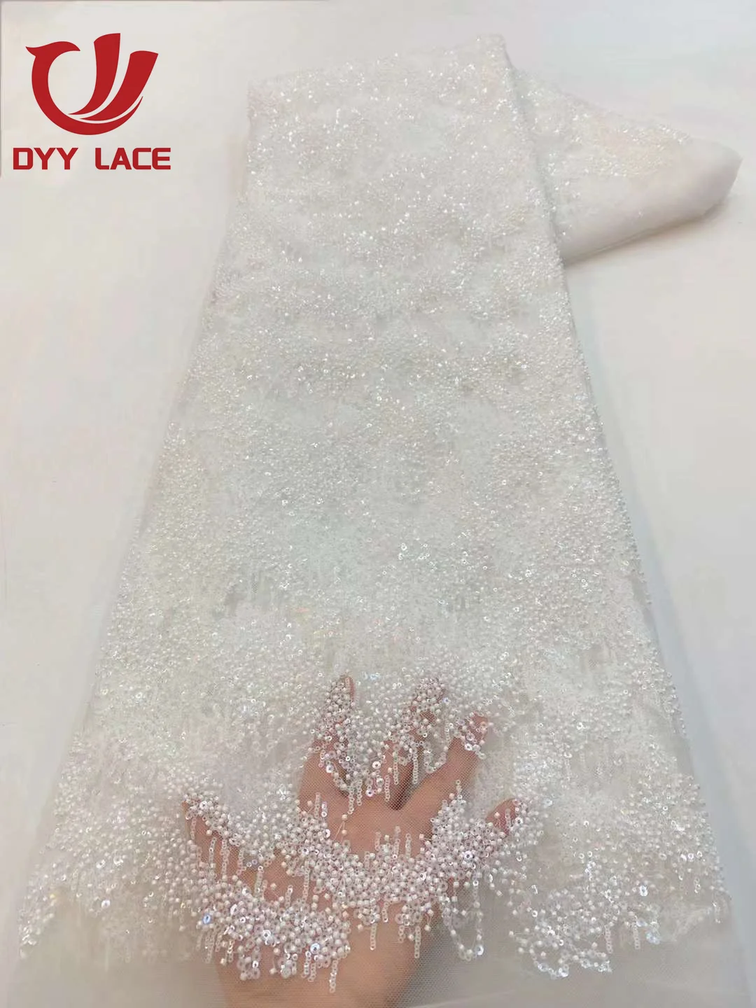 High-Quality 2023 African Lace Fabric with Sequins for Bridal and Events - 5 Yar
