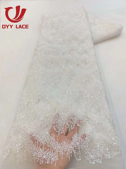 High-Quality 2023 African Lace Fabric with Sequins for Bridal and Events - 5 Yar