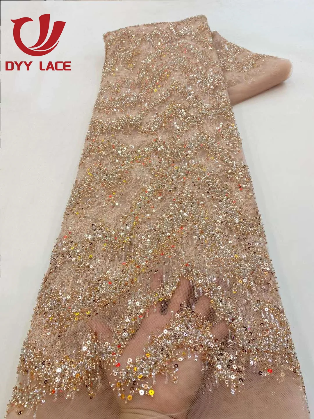 High-Quality 2023 African Lace Fabric with Sequins for Bridal and Events - 5 Yar