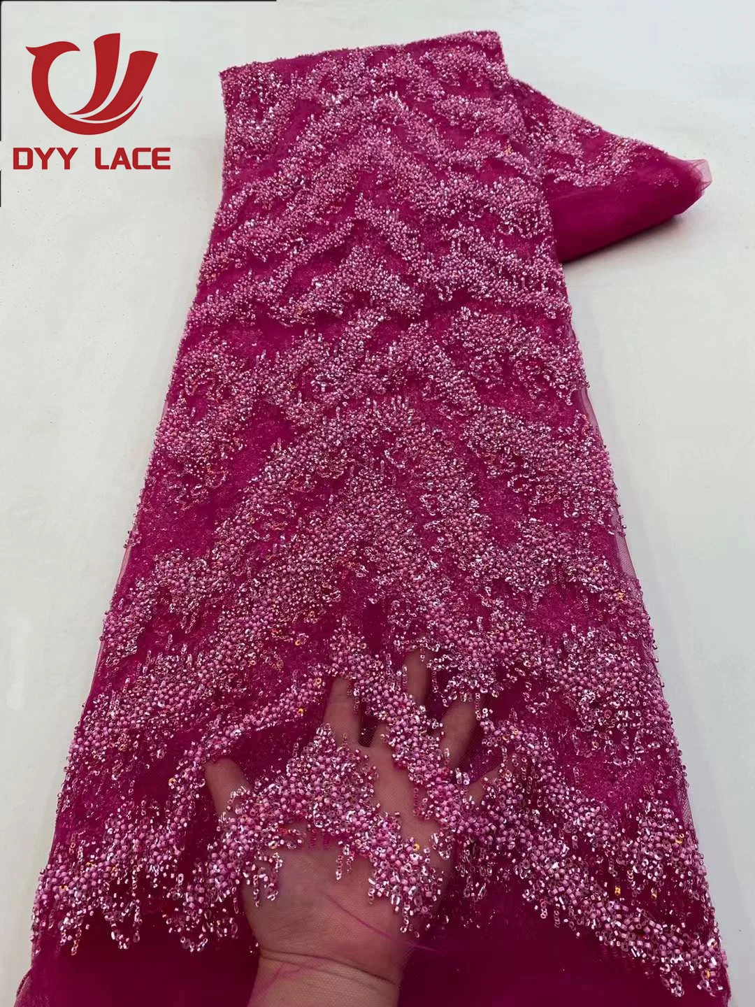High-Quality 2023 African Lace Fabric with Sequins for Bridal and Events - 5 Yar