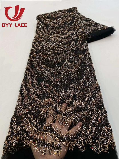 High-Quality 2023 African Lace Fabric with Sequins for Bridal and Events - 5 Yar