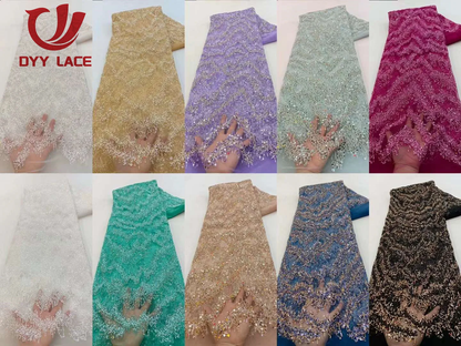 High-Quality 2023 African Lace Fabric with Sequins for Bridal and Events - 5 Yar