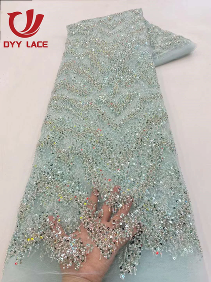 High-Quality 2023 African Lace Fabric with Sequins for Bridal and Events - 5 Yar