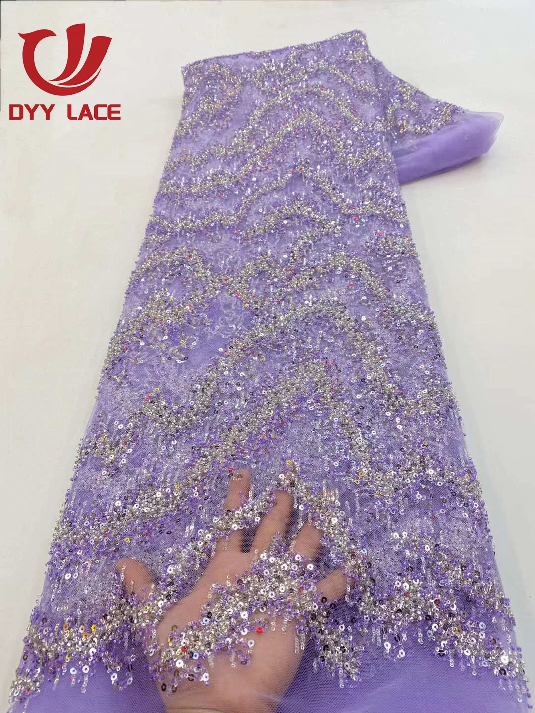High-Quality 2023 African Lace Fabric with Sequins for Bridal and Events - 5 Yar