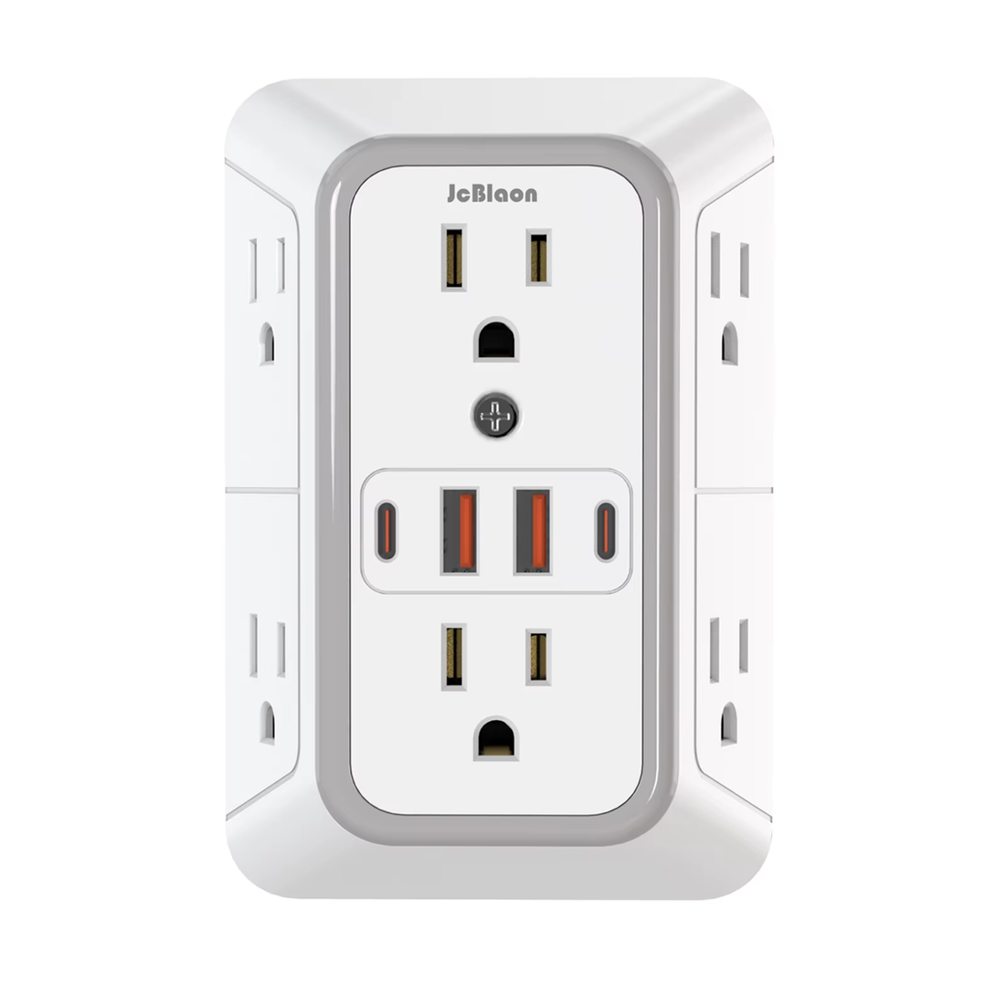 Multiple Sockets US Plug Power Strip with 6 AC Outlets 4 USB Ports(2 Type C), Wa