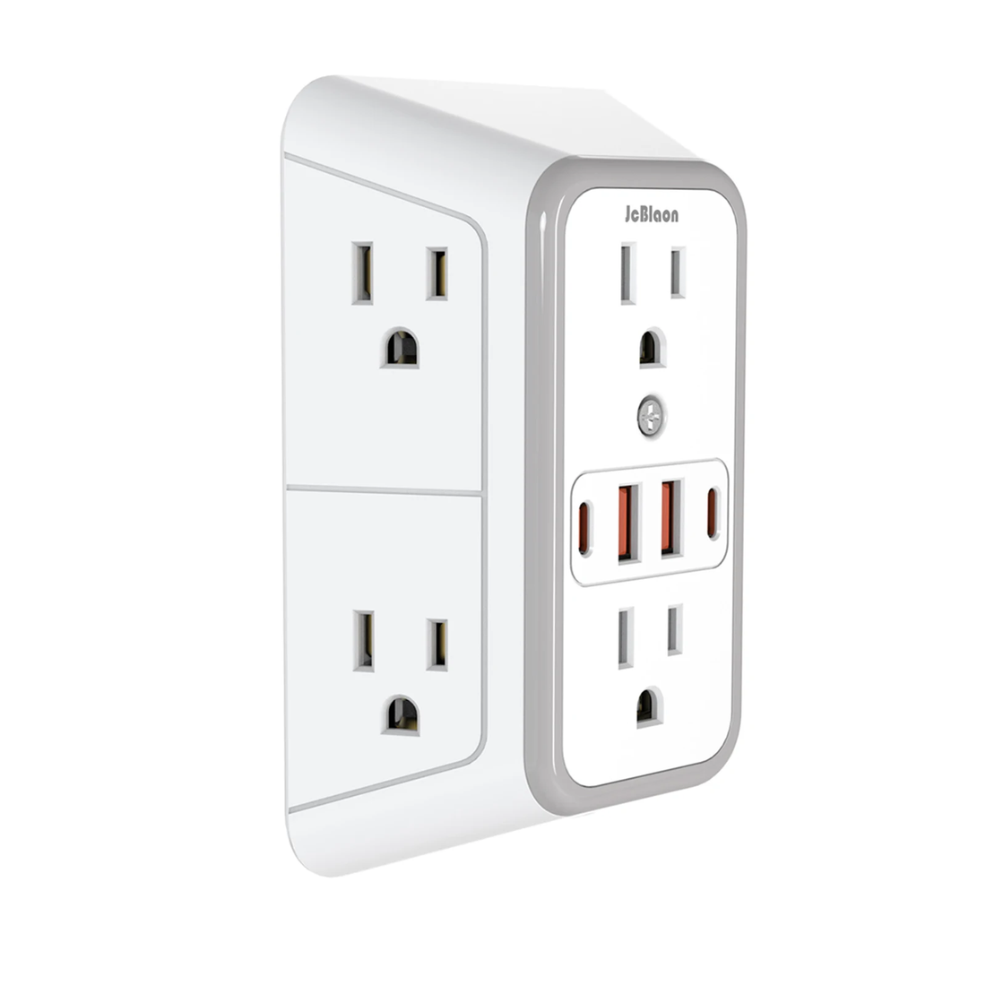 Multiple Sockets US Plug Power Strip with 6 AC Outlets 4 USB Ports(2 Type C), Wa