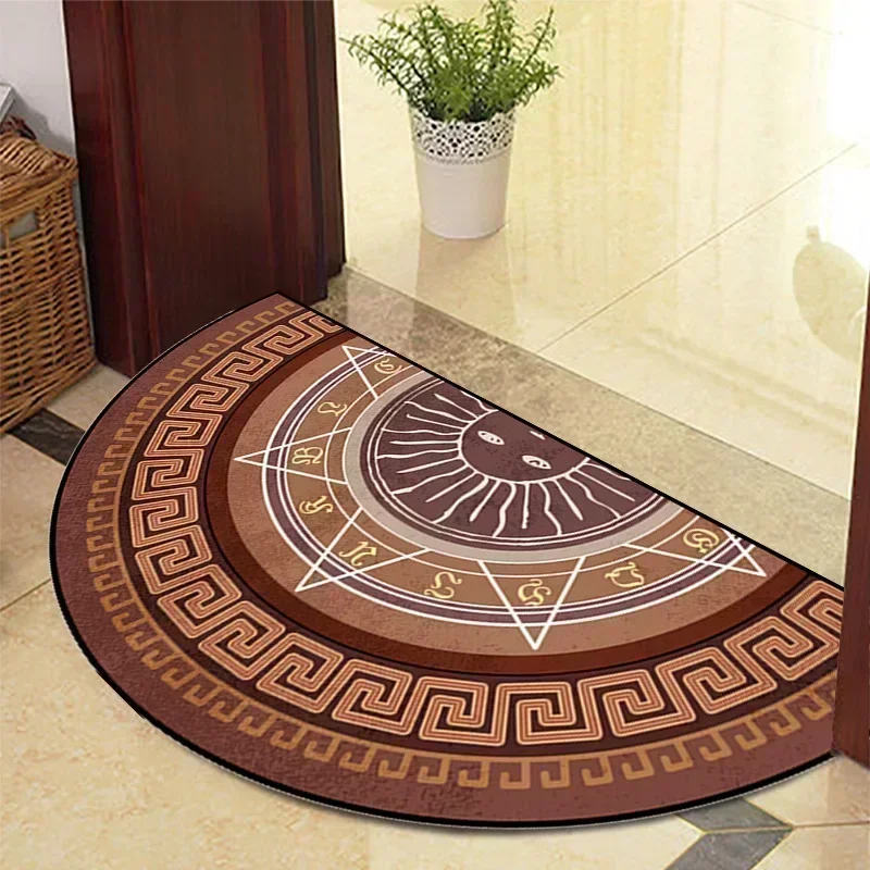 European Style Semi-Circular Retro Door Rug for Living Room Decor