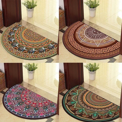 European Style Semi-Circular Retro Door Rug for Living Room Decor