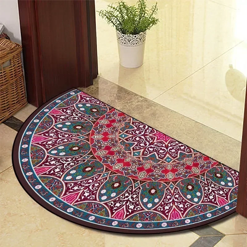 European Style Semi-Circular Retro Door Rug for Living Room Decor