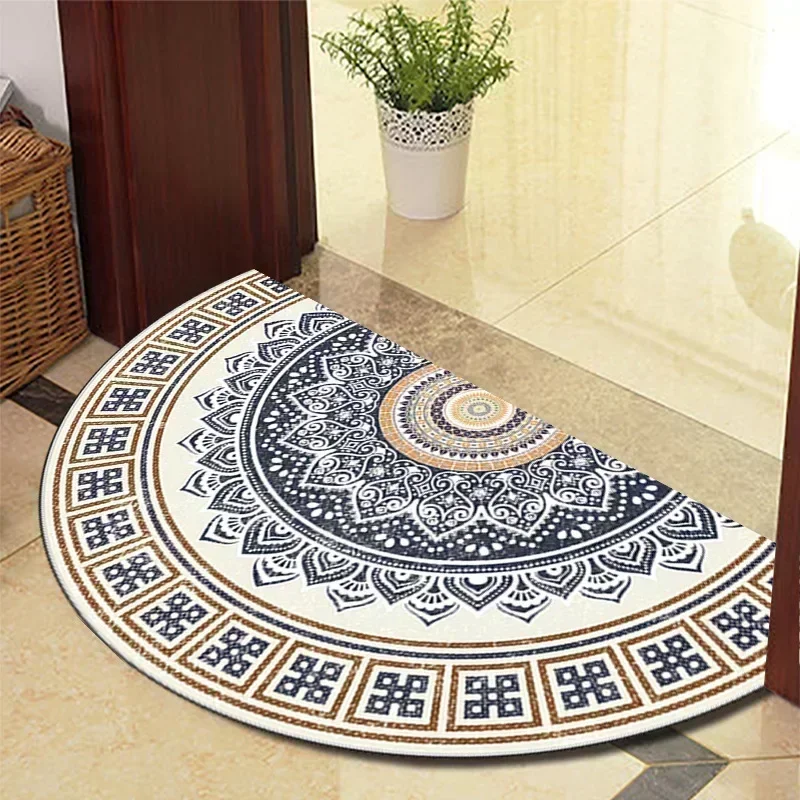 European Style Semi-Circular Retro Door Rug for Living Room Decor