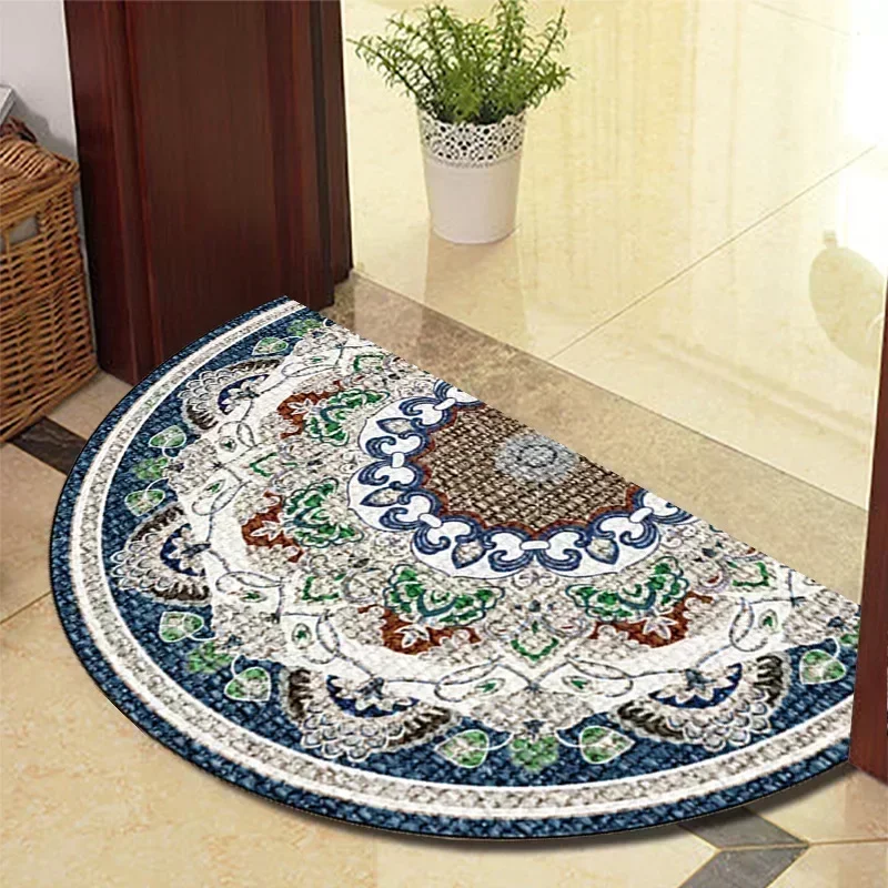 European Style Semi-Circular Retro Door Rug for Living Room Decor