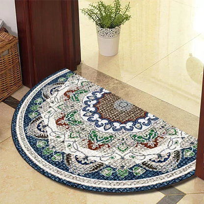European Style Semi-Circular Retro Door Rug for Living Room Decor