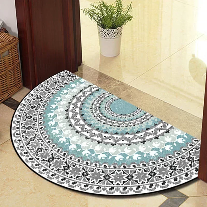 European Style Semi-Circular Retro Door Rug for Living Room Decor