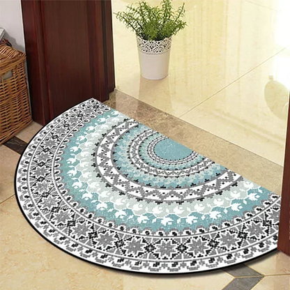 European Style Semi-Circular Retro Door Rug for Living Room Decor