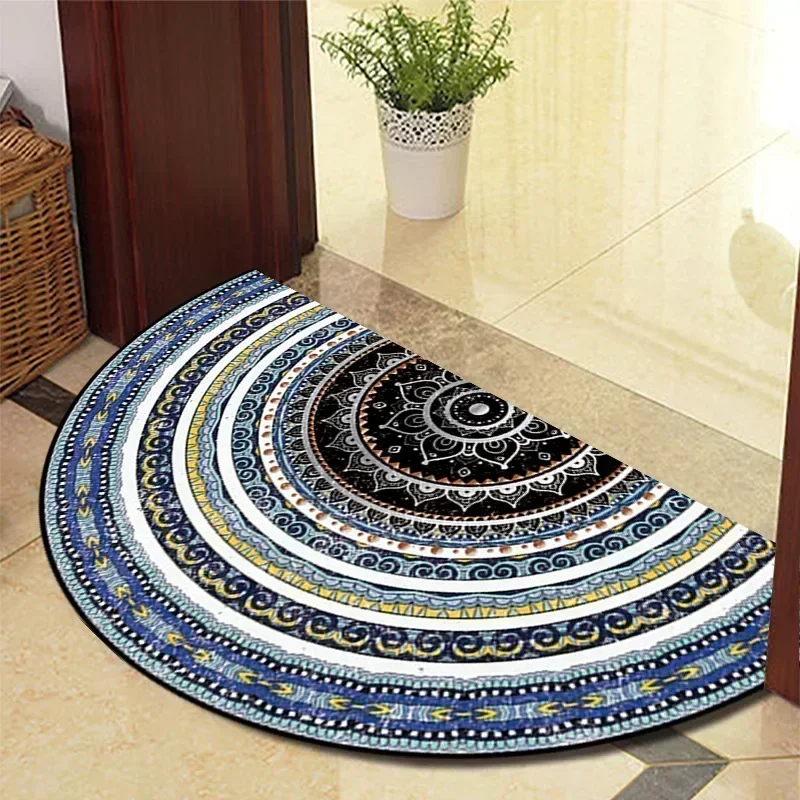 European Style Semi-Circular Retro Door Rug for Living Room Decor