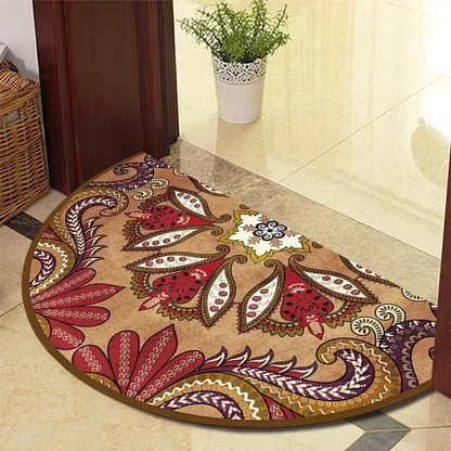 European Style Semi-Circular Retro Door Rug for Living Room Decor