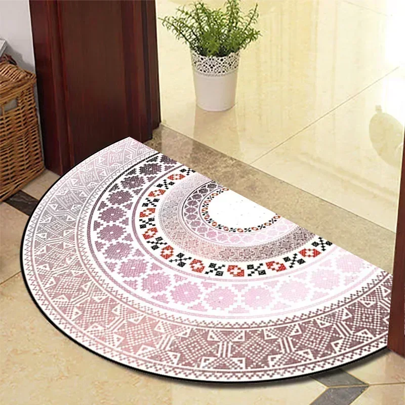 European Style Semi-Circular Retro Door Rug for Living Room Decor