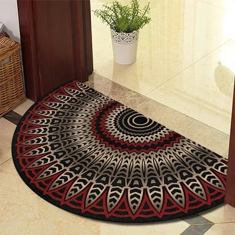 European Style Semi-Circular Retro Door Rug for Living Room Decor