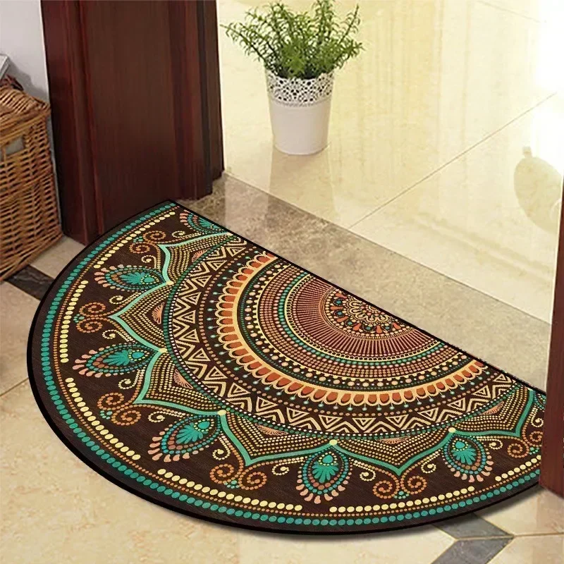 European Style Semi-Circular Retro Door Rug for Living Room Decor