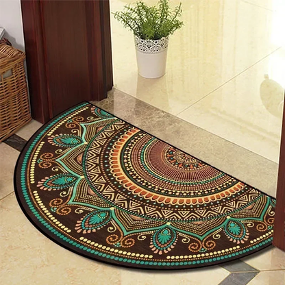European Style Semi-Circular Retro Door Rug for Living Room Decor
